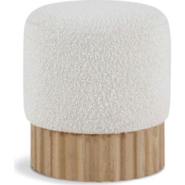 Veranda Boucle Fabric Ottoman In Cream/Natural