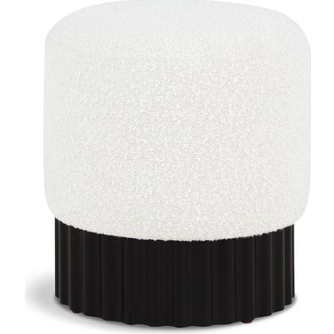 Veranda Boucle Fabric Ottoman In Cream/Black