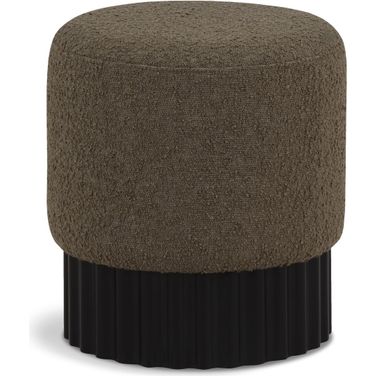 Veranda Boucle Fabric Ottoman In Olive/Black