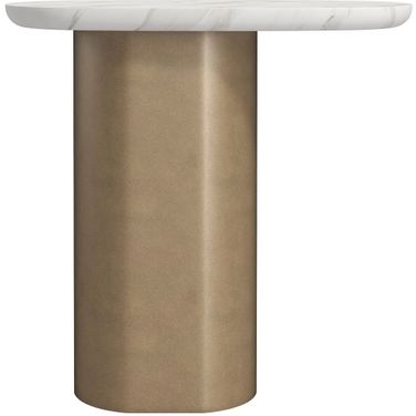 Verge Chairside Table In White and Bronze