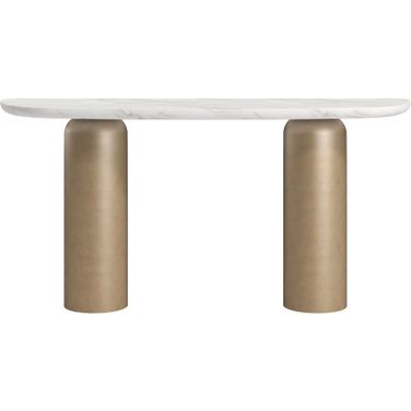 Verge Console Table In White and Bronze