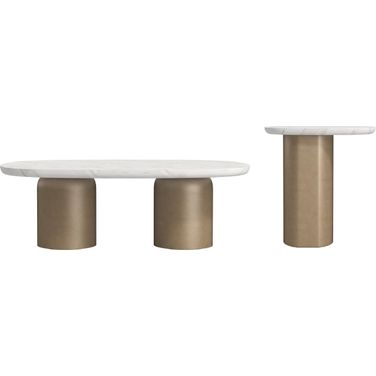 Verge Occasional Table Set In White and Bronze