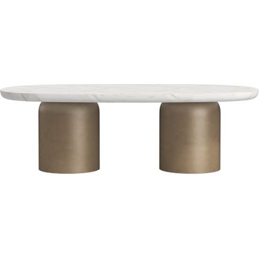 Verge Oval Cocktail Table In White and Bronze