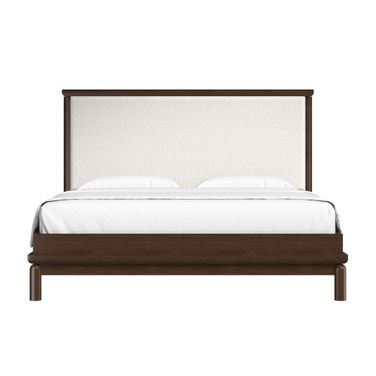 Verge Queen Upholstered Bed In Brown and Walnut
