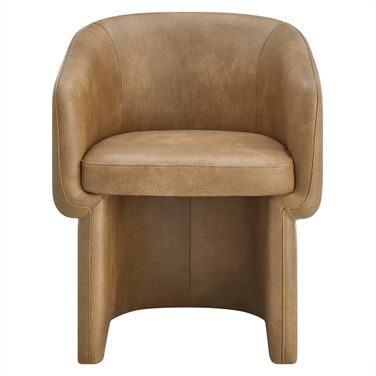 Verity Barrel Back Vegan Leather Dining Chair In Toast