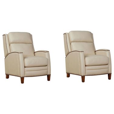 Vermont Power Cordless High Leg Recliner with Power Headrest Set of 2 In Pearl Glow