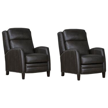 Vermont Power Cordless High Leg Recliner with Power Headrest Set of 2 In Slate Noire