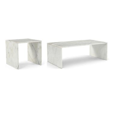 Vernazza Marble Occasional Table Set In White