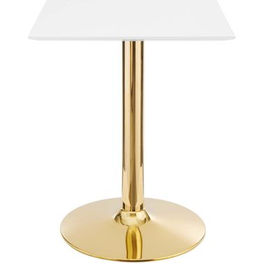 Verne 24 Inch Square Dining Table In Gold/White