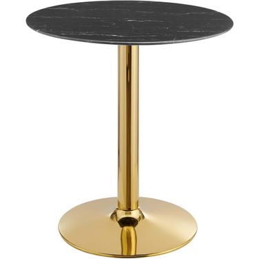 Verne 28 Inch Artificial Marble Dining Table In Gold/Black