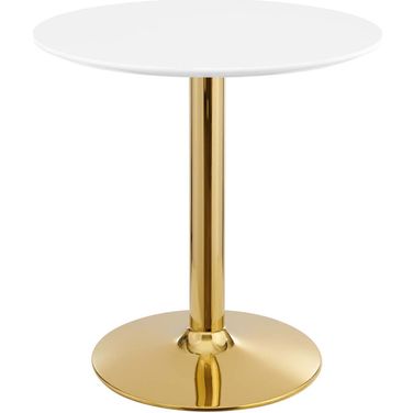 Verne 28 Inch Dining Table In Gold/White