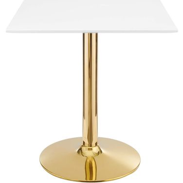 Verne 28 Inch Square Dining Table In Gold/White