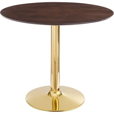 Verne 35 Inch Dining Table In Gold/Cherry Walnut