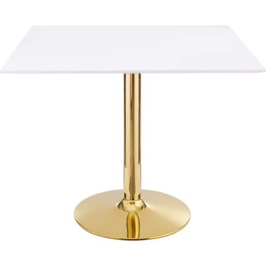 Verne 35 Inch Square Dining Table EEI-4547-GLD-WHI
