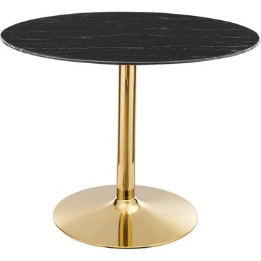 Verne 40 Inch Artificial Marble Dining Table EEI-4757-GLD-BLK