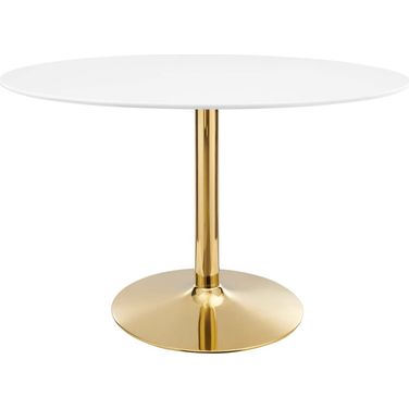 Verne 48 Inch Oval Dining Table EEI-4750-GLD-WHI
