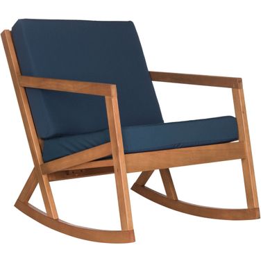 Vernon Teak Brown and Navy Rocking Chair