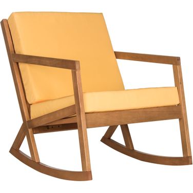 Vernon Teak Brown and Yellow Rocking Chair