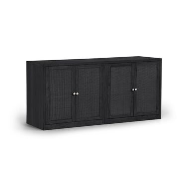 Vero Solid Wood and Oak Veneer 2-Piece Sideboard In Black