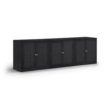 Vero Solid Wood and Oak Veneer 3-Piece Sideboard In Black
