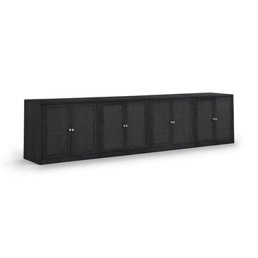 Vero Solid Wood and Oak Veneer 4-Piece Sideboard In Black