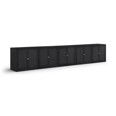 Vero Solid Wood and Oak Veneer 5-Piece Sideboard In Black