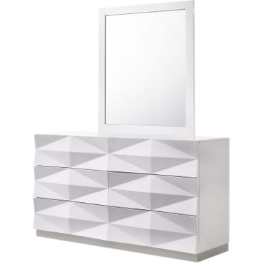 Verona White Lacquer Dresser and Mirror