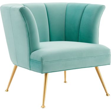 Veronica Channel Tufted Performance Velvet Arm Chair In Mint