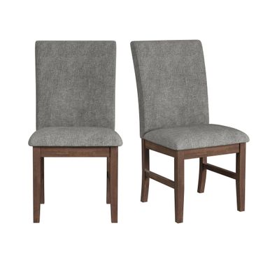 Veronica Dining Side Chair with Fabric Set of 2 In Walnut and Dark Grey