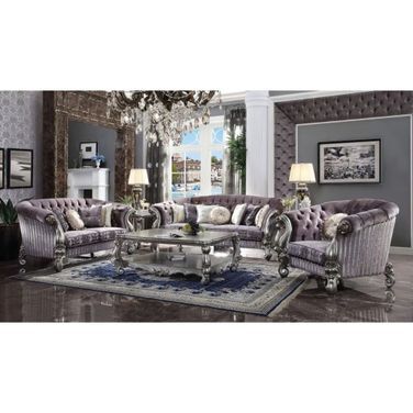 Versailles Antique Living Room Set In Platinum
