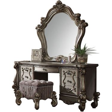 Versailles Vanity Desk In Antique Platinum
