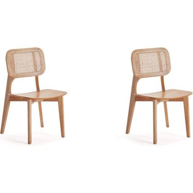 Versailles Square Dining Chair In Nature Cane Set of 2