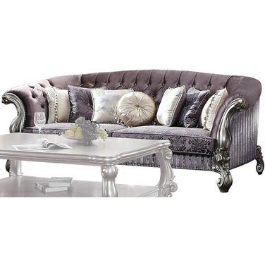 Versailles Velvet and Antique Platinum Sofa