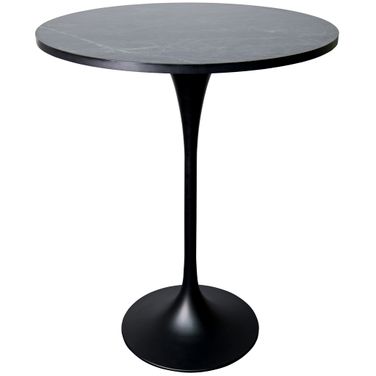Verve 27 Inch Round Bar Height Table with Marbelized MDF Top In Black