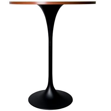 Verve 27 Inch Round Bar Height Table with MDF Top In Black and Cognac Brown