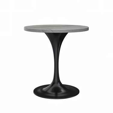 Verve 27 Inch Round Dining Table with Marbleized Top In Black and White