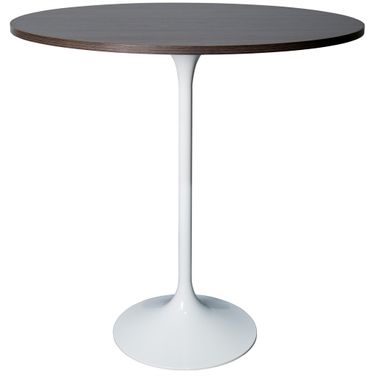 Verve 36 Inch Round Bar Height Table with MDF Top In White and Dark Walnut