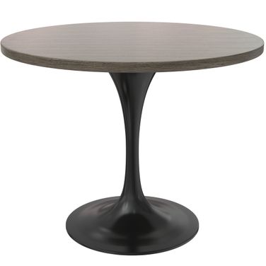 Verve 36 Inch Round Dining Table with MDF Top In Black and Dark Maple