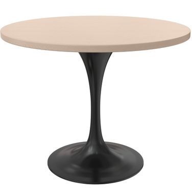 Verve 36 Inch Round Dining Table with MDF Top In Black and Natural