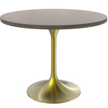 Verve 36 Inch Round Dining Table with MDF Top In Gold and Dark Maple