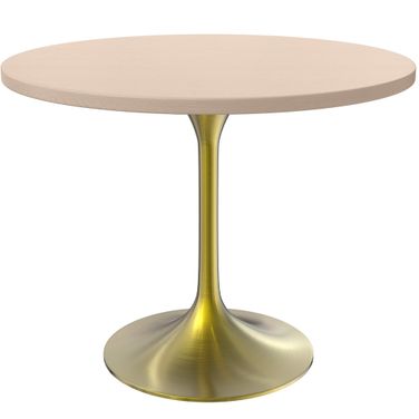 Verve 36 Inch Round Dining Table with MDF Top In Natural and Gold