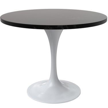 Verve 36 Inch Round Dining Table with MDF Top In White and Black