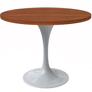 Verve 36 Inch Round Dining Table with MDF Top In White and Cognac Brown