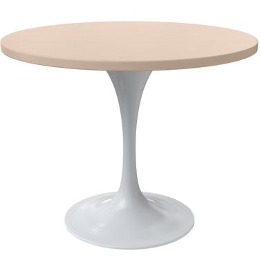 Verve 36 Inch Round Dining Table with MDF Top In White and Natural