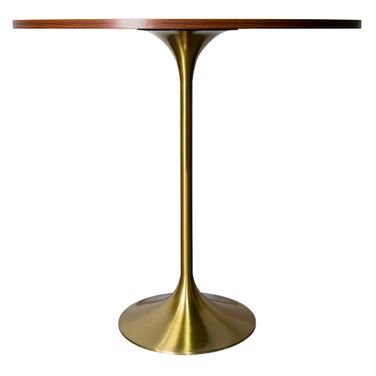 Verve 48 Inch Round Bar Height Table with MDF Top In Gold and Cognac Brown