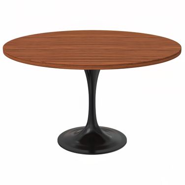 Verve 48 Inch Round Dining Table with MDF Top In Black and Cognac Brown