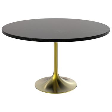 Verve 48 Inch Round Dining Table with MDF Top In Gold and Black