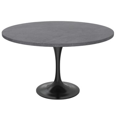 Verve 48 Inch Round Dining Table with Sintered Stone Top In Black and Grey