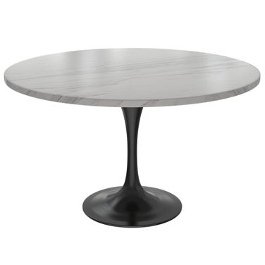 Verve 48 Inch Round Dining Table with Sintered Stone Top In Black and White