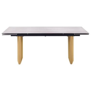 Vesa 97 Inch Glass Top Extension Dining Table In Beige